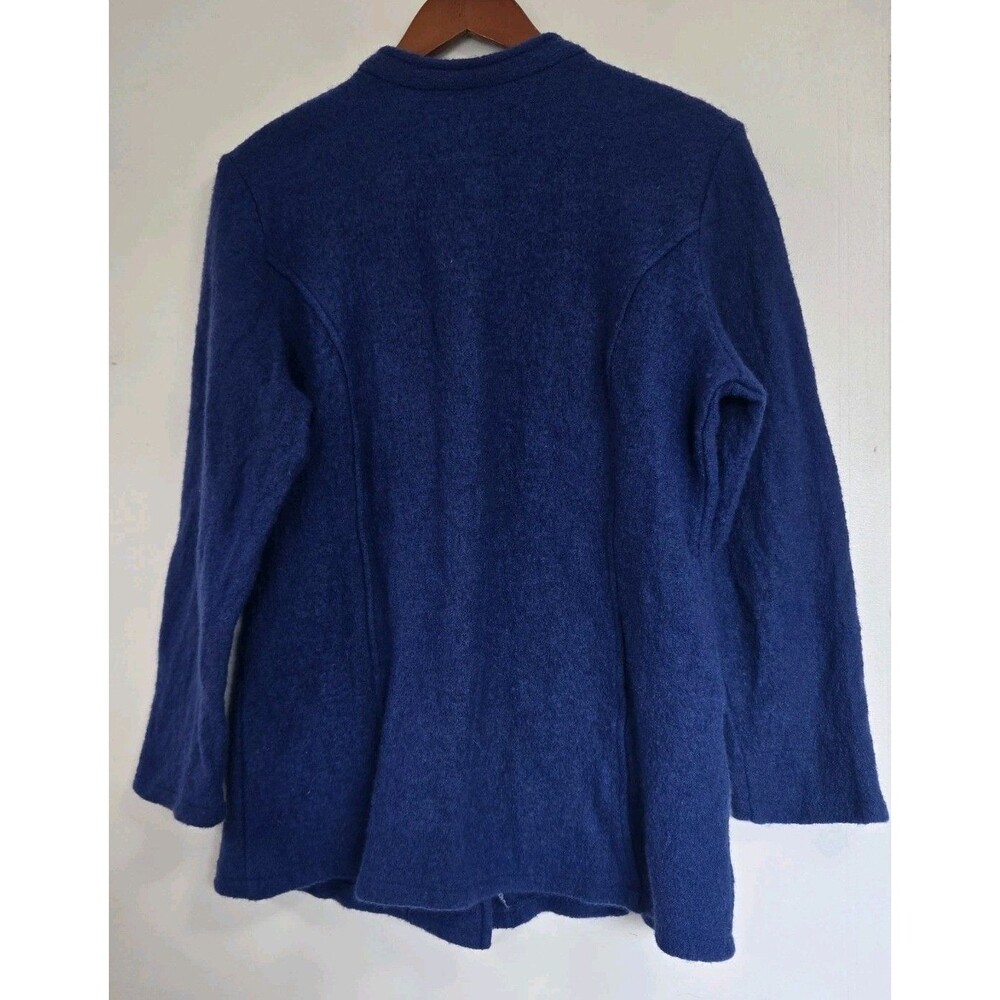 Vintage Norm Thompson Sweater Jacket Womens L Blue 100% Wool Old Money - Picture 5 of 8